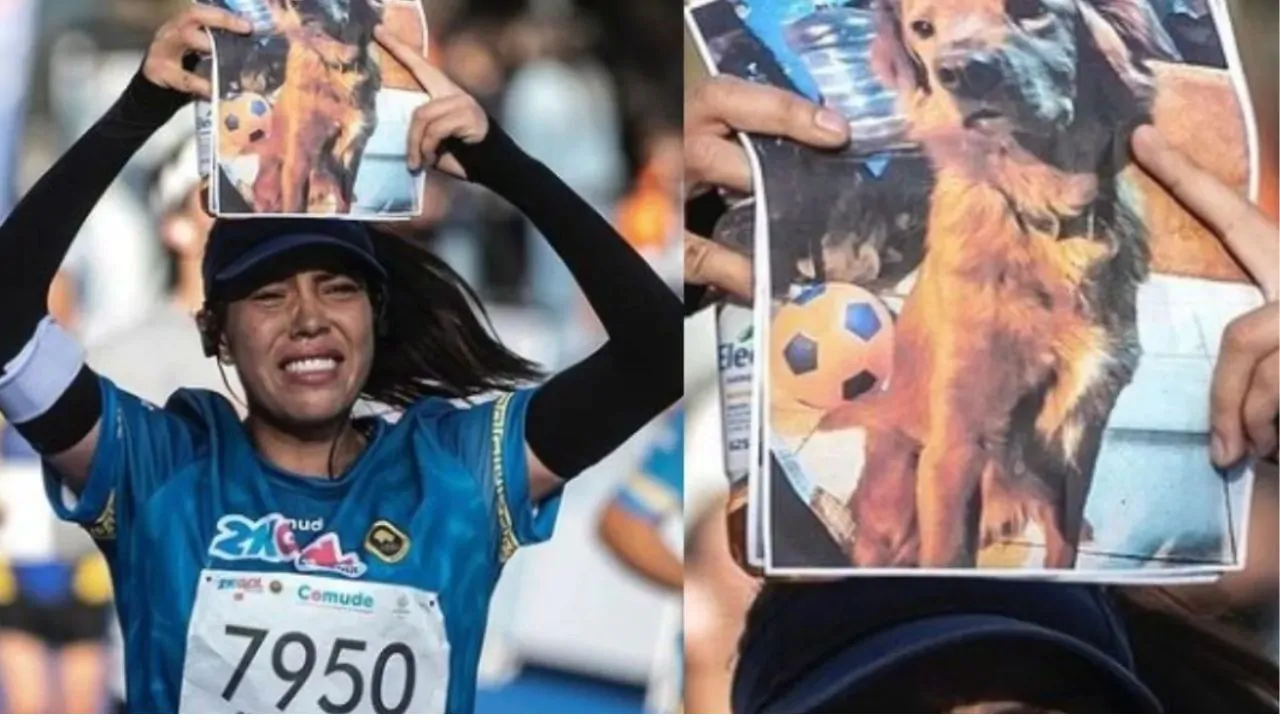 Un legame unico, ragazza riesce a arrivare alla fine di una maratona e alza la foto del suo cane, non ce l’ha fatta a essere con lei